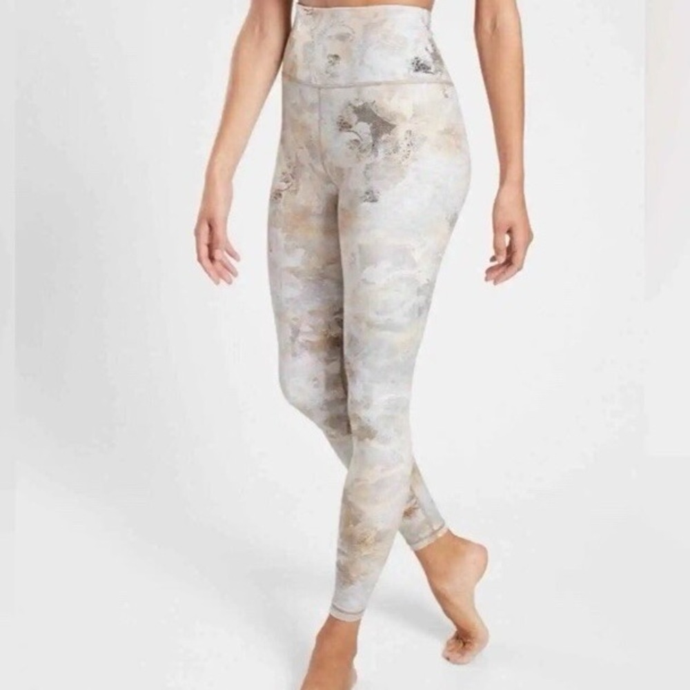 Athleta Elation Gilded Metallic Marble Leggings Medium 25” Ultra High Rise - Picture 7 of 13